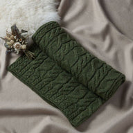 SuperSoft Merino Cable Knit Aran Blanket, Green Lifestyle-Creative Irish Gifts