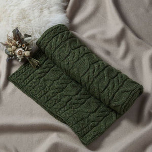 SuperSoft Merino Cable Knit Aran Blanket, Green Lifestyle-Creative Irish Gifts
