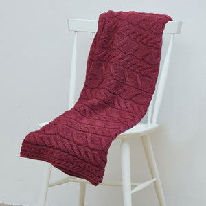 SuperSoft Merino Cable Knit Aran Blanket, Red Lifestyle-Creative Irish Gifts