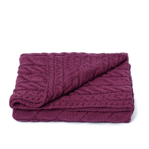 SuperSoft Merino Cable Knit Aran Blanket, Red studio Creative Irish Gifts