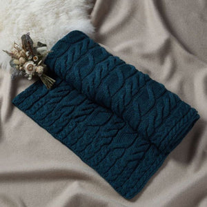 SuperSoft Merino Cable Knit Aran Blanket, Blue Lifestyle-Creative Irish Gifts