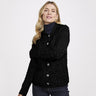 Aran Knit Button Front Cardigan- Black Front View Creative Irish Gifts
