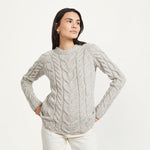 Women's Aran Knit Cable Sweater, Toasted Oat Creative Irish gift