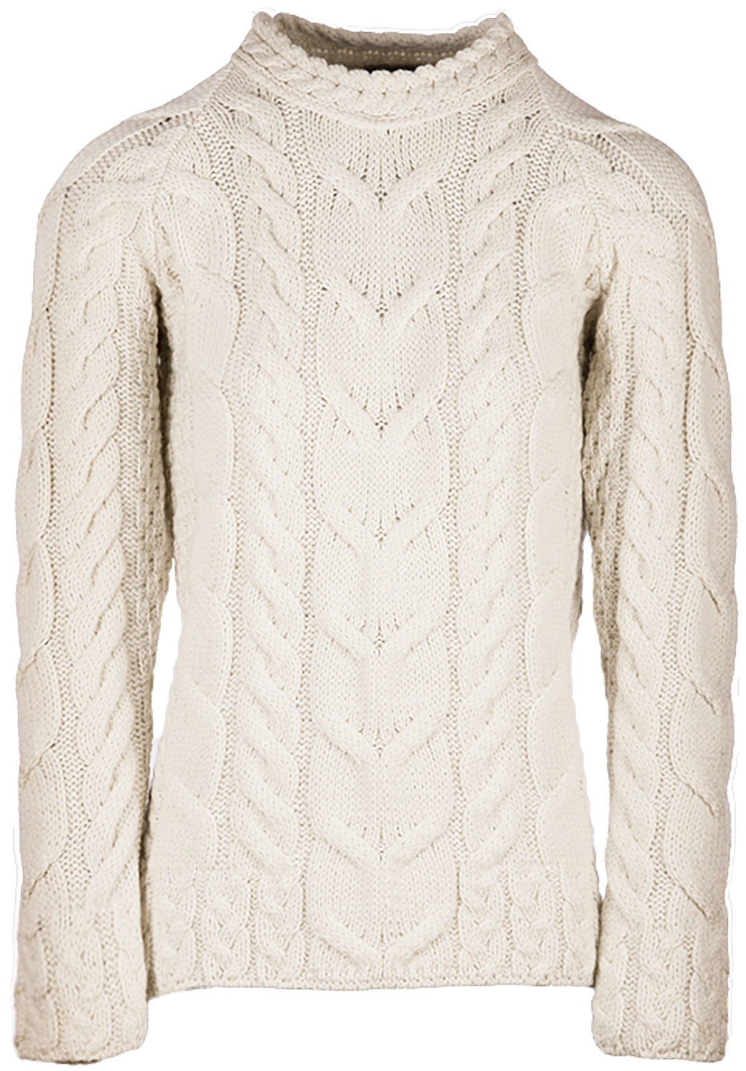 B951367 Women's Aran Knit Cable Sweater, Oatmeal Front Creative Irish gift