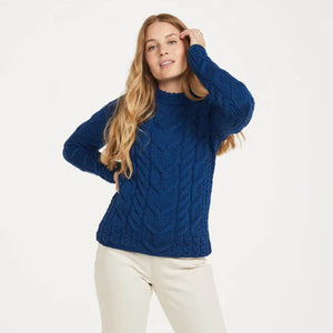 B951784 Ladies Irish Cable Merino Wool Sweater Creative Irish Gifts
Front View