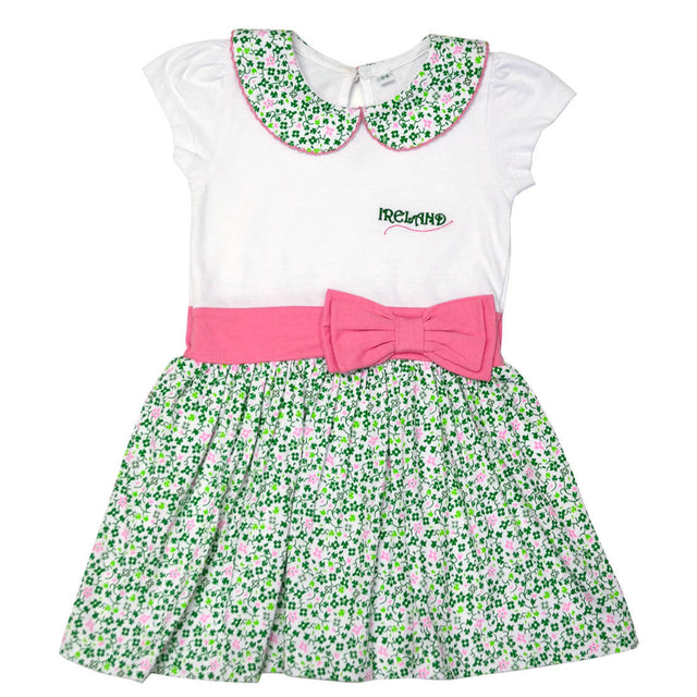 BH002-WHT12MO Green & Pink Baby Dress with Traditional Shamrocks Creative Irish gift
