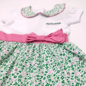 BH002-WHT12MO Green & Pink Baby Dress with Traditional Shamrocks Creative Irish gift