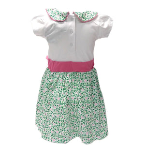 BH002-WHT12MO Green & Pink Baby Dress with Traditional Shamrocks Studio Creative Irish gift