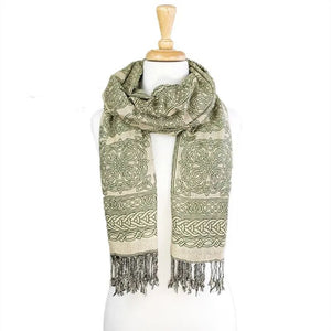 Celtic Knotwork Reversible Scarf, Dark Green Creative Irish Gifts Reversed
