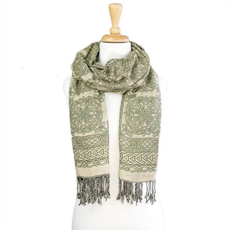 Celtic Knotwork Reversible Scarf, Dark Green Creative Irish Gifts Reversed
