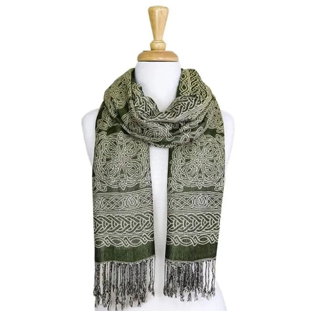 Celtic Knotwork Reversible Scarf, Dark Green Creative Irish Gifts
