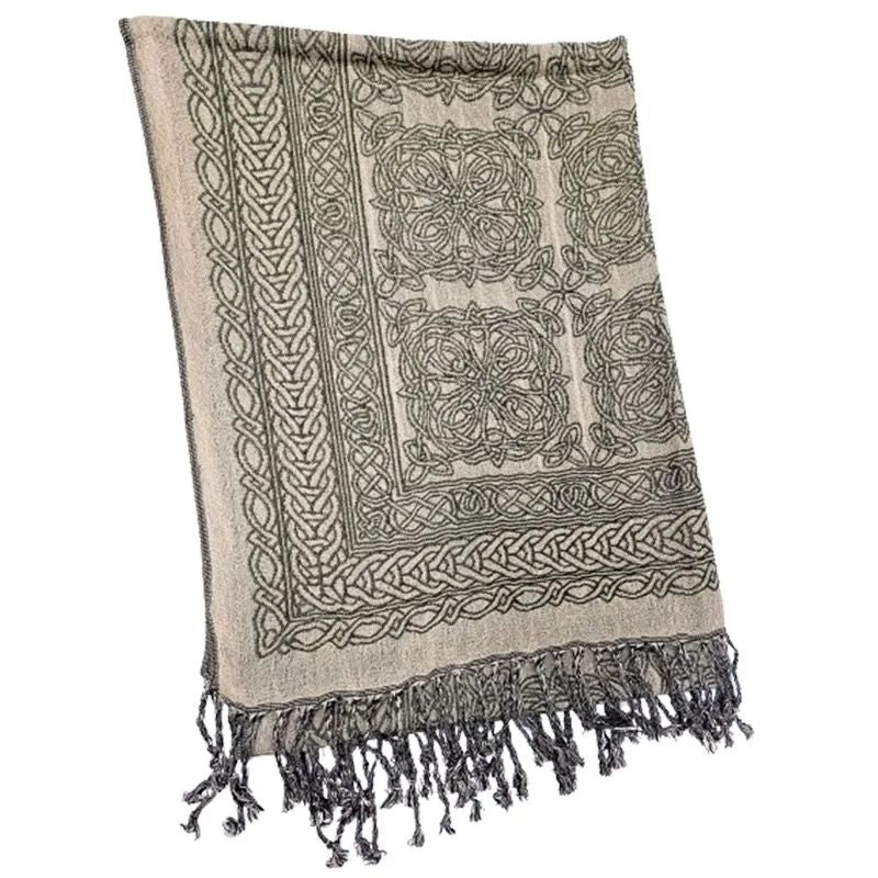 Celtic Knotwork Reversible Scarf, Dark Green Creative Irish Gifts
