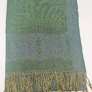 BIL-BC2101-1 Celtic Knotwork Scarf with Braided Tassels, Green Creative Irish Gifts
