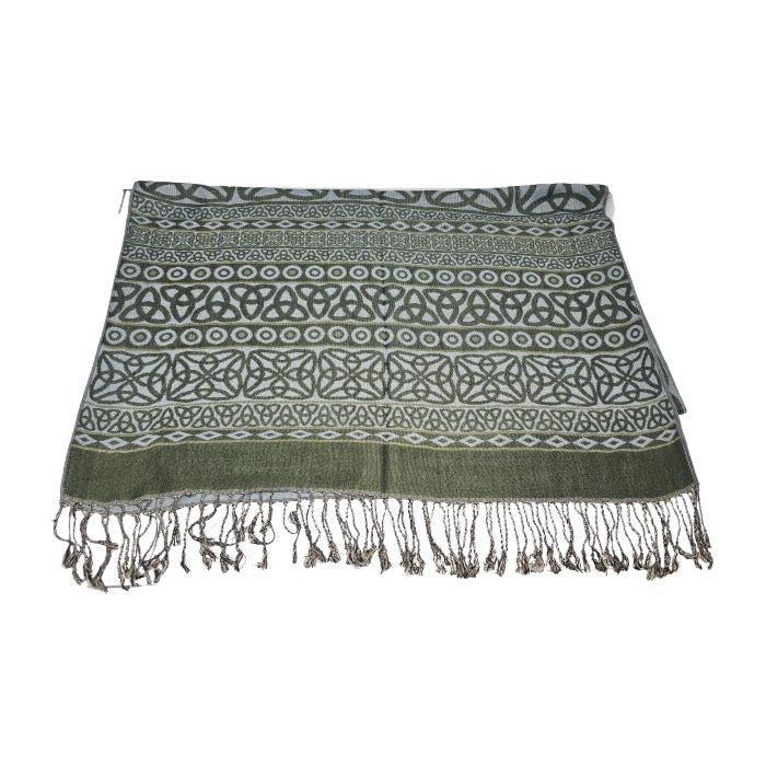 Celtic Knotwork Motif Viscose Scarf, Green-Creative Irish gift
