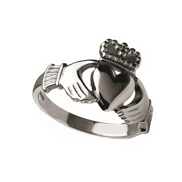 BJ-CLAD3M-10KW 10K White Gold Claddagh Ring Creative Irish Gifts
