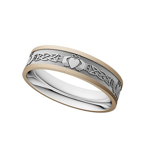 Ladies Silver and 10K Claddagh Wedding Band - Creative Irish Gifts