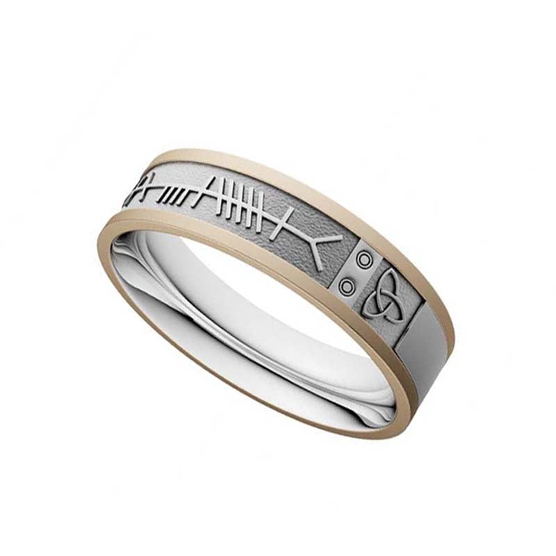 Ladies Silver and 10K Ogham Wedding Band - Creative Irish Gifts