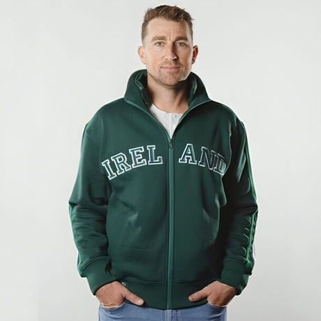 Double Collar Ireland Full Zip Jacket, Green Lifestyle Creative Irish Gifts.com