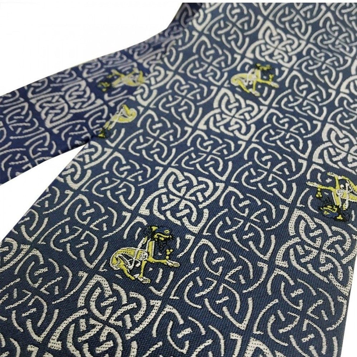BK2002-OS Celtic Knotwork Silk Tie with Dog Motif Embroidery Creative Irish Gifts
