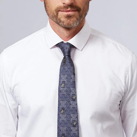 BK2002-OS Celtic Knotwork Silk Tie with Dog Motif Embroidery Creative Irish Gifts
