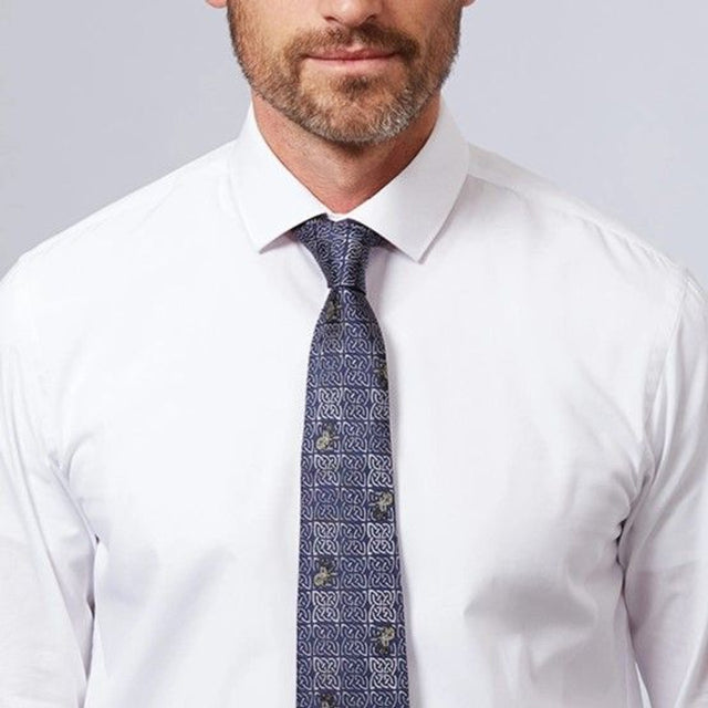 BK2002-OS Celtic Knotwork Silk Tie with Dog Motif Embroidery Creative Irish Gifts
