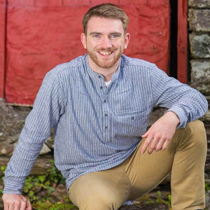 CA711-BLUMD Color Flannel Cotton Irish Grandfather Shirt with Stripes Creative Irish gift