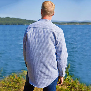 CA711-BLUMD Flannel Cotton Irish Grandfather Shirt with Stripes Back Creative  Irish gift