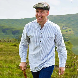 CA711-BLUMD Flannel Cotton Irish Grandfather Shirt with Stripes Creative Irish gift.com