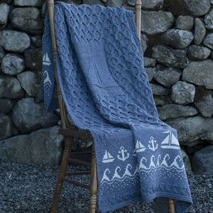 CA748 Merino Wool Irish Throw with Sailing Boat Design Creative Irish gift
