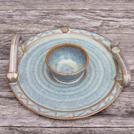 CAP-0007 Hand Thrown Irish Pottery Chip and Dipper Platter Creative Irish Gifts
