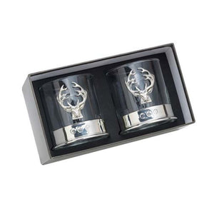 CB-WGST2 Handcrafted Scotland Stag Whisky Glass with Pewter Detailing Creative Irish Gifts
