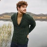 CD731-GRNSM Men's Aran Shawl Neck Merino Cardigan, Green Creative Irish gift