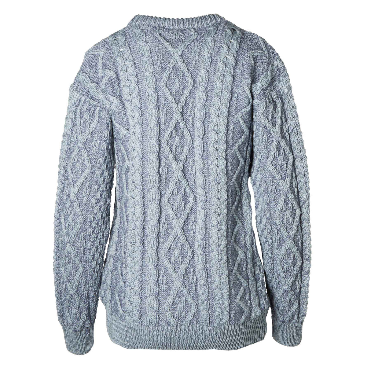 Aran Knit Plaited Crewneck Sweater - Blue - Creative Irish Gifts