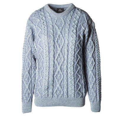 Aran Knit Plaited Crewneck Sweater - Blue - Creative Irish Gifts