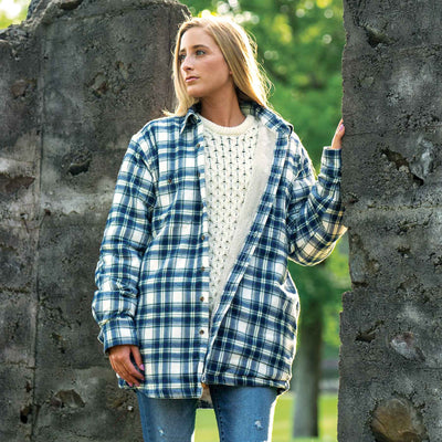 Plaid Fleece Lined Shirt- Green and Blue - Creative Irish Gifts