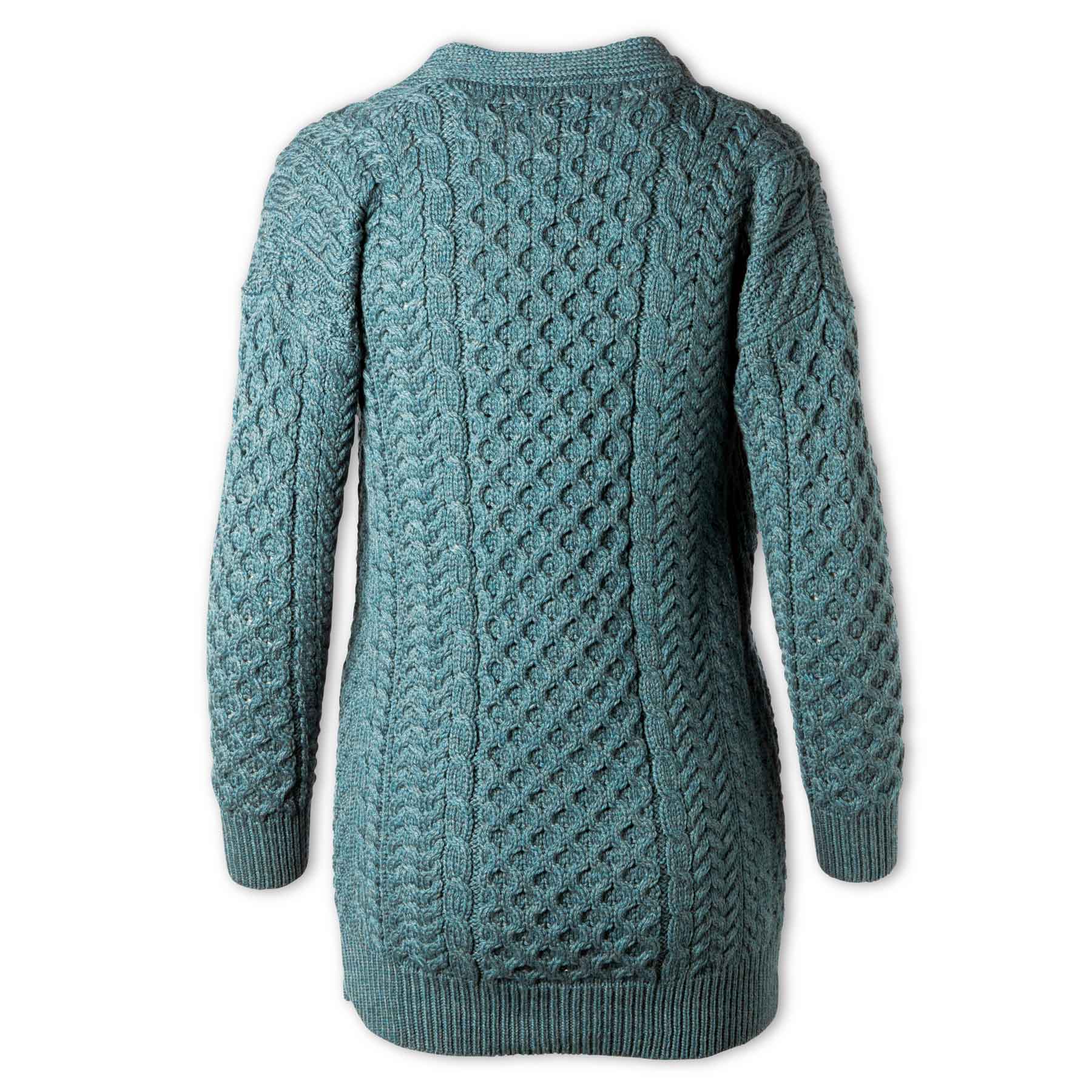 Aran Knit Boyfriend Cardigan Teal