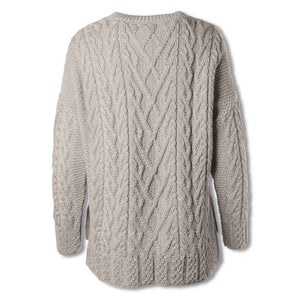 Supersoft Aran Knit Vented Trellis Sweater, Oatmeal - Creative Irish Gifts