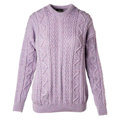 Aran Knit Patterned Crewneck, Lilac - Creative Irish Gifts