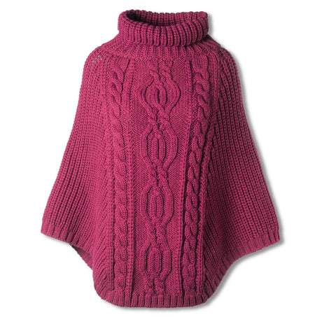 Chunky Cable Cowl Neck Poncho, Wine - Creative Irish Gifts