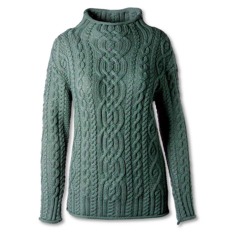 Aran Knit Mock neck Sweater, Tundra - Creative Irish Gifts