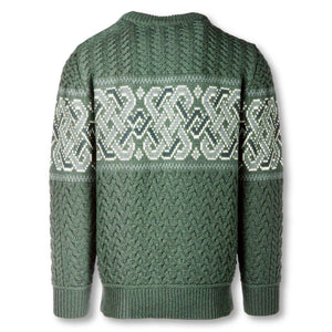 Aran Knit Unisex Sweater with Celtic Knotwork, Green - Creative Irish Gifts