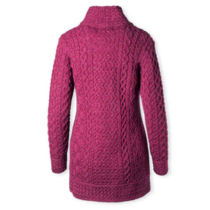 Shawl Collar Aran Knit Jacket, Purple - Creative Irish Gifts