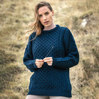 Supersoft Merino Wool Tunic Length Sweater, Blue - Creative Irish Gifts