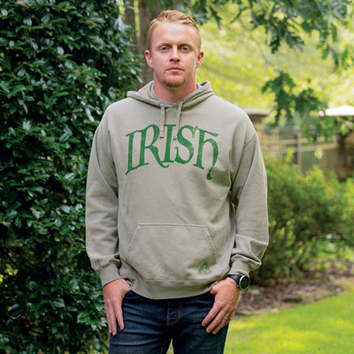 Irish Comfortwash Hoodie with Trinity on Pocket, Grey - Creative Irish Gifts