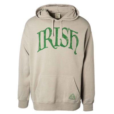 Irish Comfortwash Hoodie with Trinity on Pocket, Grey - Creative Irish Gifts