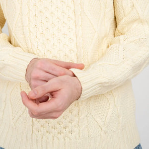 CG609-NATSM Men's Heavyweight Wool Irish Sweater Natural Closely Creative Irish Gifts