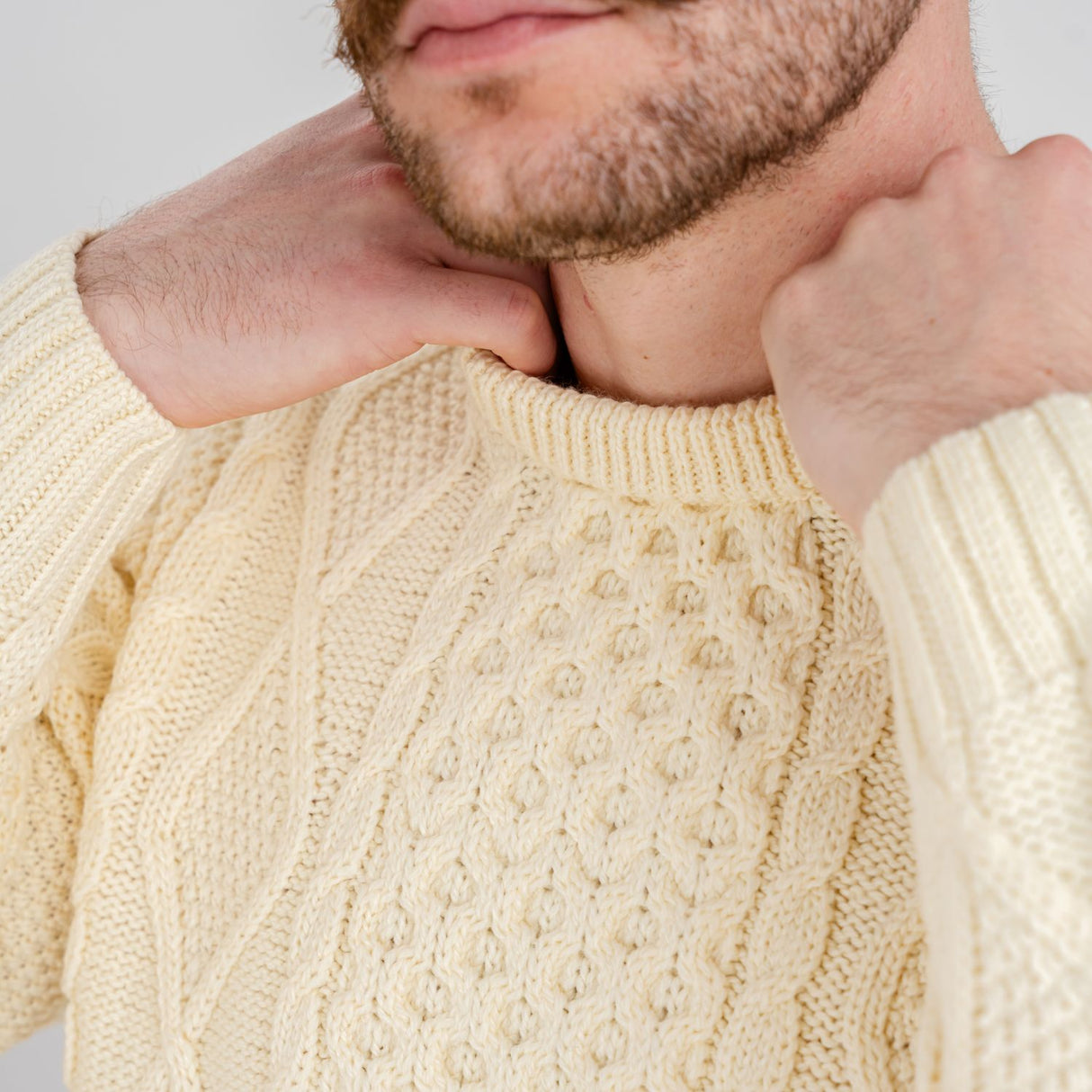 CG609-NATSM Men's Heavyweight Wool Irish Sweater, Natural Creative Irish Gifts.com