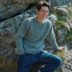 CG623-NVYMD Men's Donegal Tweed Roll Neck Aran Sweater Gray Lifestyle Creative Irish Gifts