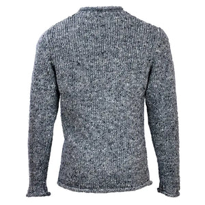CG623-NVYMD Men's Donegal Tweed Roll Neck Aran Sweater Gray Studio Creative Irish Gifts