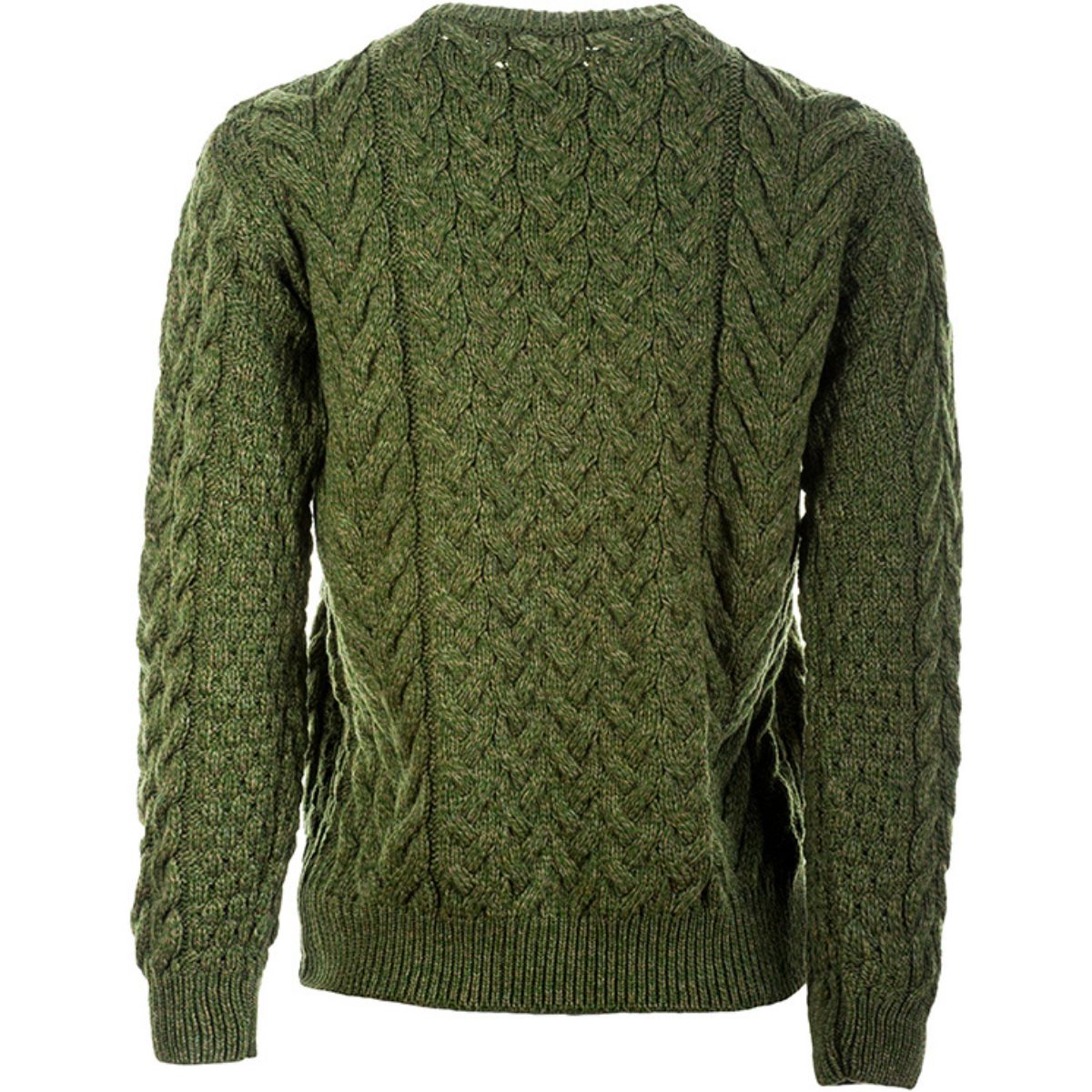 CG640-PNKMD Ladies Aran Knit Lumber Cardigan, Meadow Green Back View Creative Irish Gifts.com